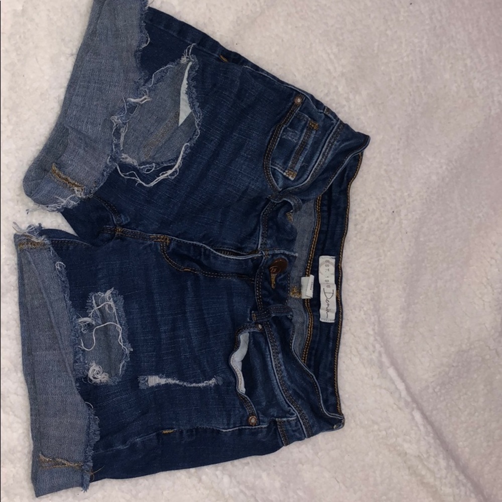 Ripped jean shorts